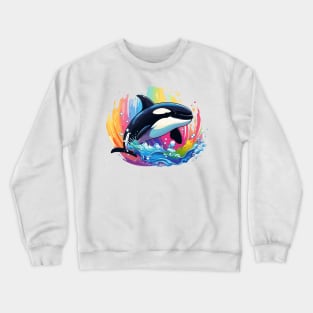 happy orca whale cartoon, kids design Crewneck Sweatshirt